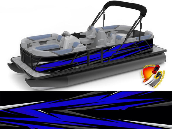 Black and Blue Lines Modern Graphic Boat Vinyl Wrap ****SIZE 28" X 25'****