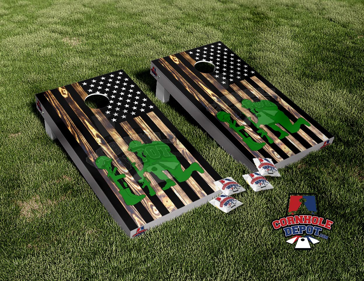 Miller Graphics American Flag Fallen Soldier Cornhole Board Decal Wrap – Patriotic