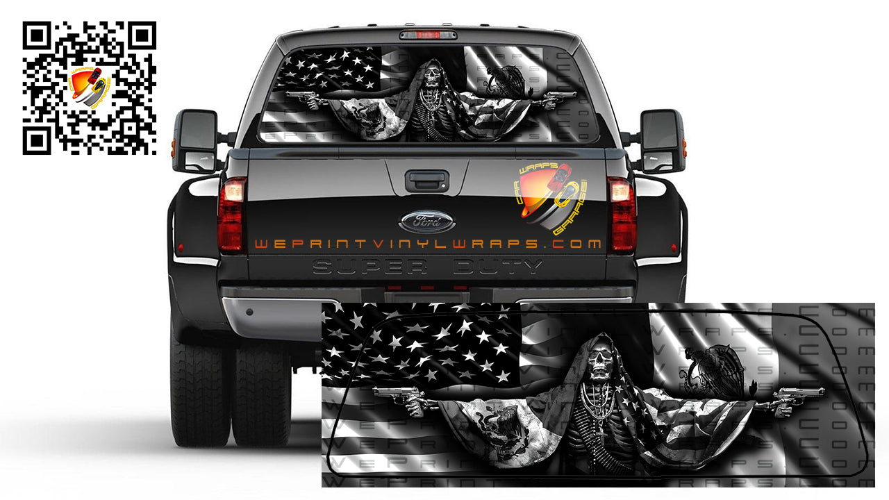 Pegatina Skull Bandera USA México Coche Camión Calcomanía De Calavera Con  Bandera USA/México | Para Coche, Camión | Acabado Mate Ventanas De Aluminio, image size:1280x720