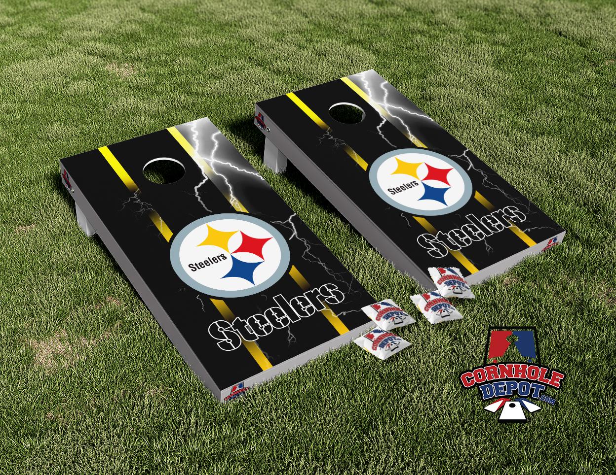 Pittsburgh Steelers Lighting Board Cornhole Board Vinyl Wrap Laminated ...