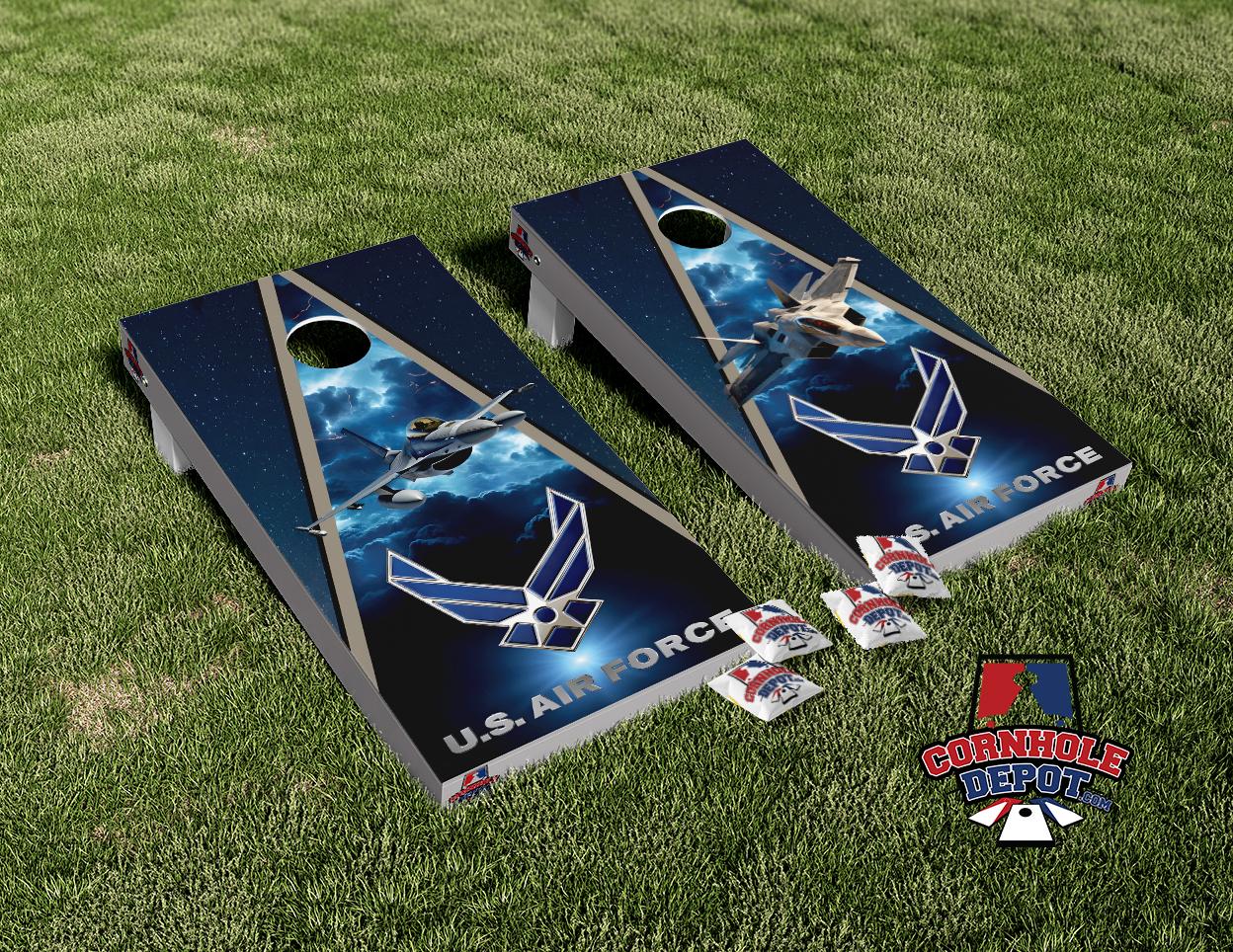 US Air Force Lighting Cornhole Board Vinyl Wrap Skins Laminated Sticke