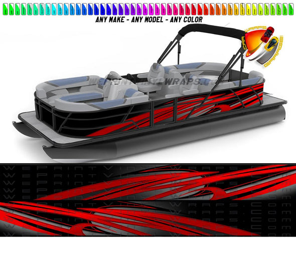 Red, Gray and Black Zig Zag Lines Graphic Boat Vinyl Wrap ******SIZE 24"X14'****