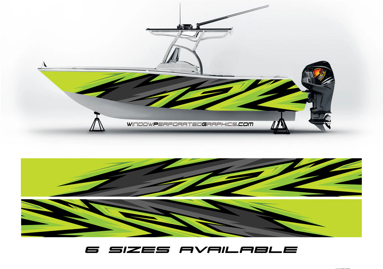 Abstract Yellow Lightning Graphic Boat Vinyl Wrap Decal Fishing