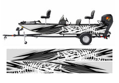 Abstract Gray and Black Seabass Graphic Vinyl Boat Wrap Fishing Pontoon Decal  Wrap Watercraft