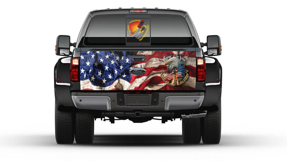 American Flag Veterans  Patriotic Tailgate Wrap Vinyl Graphic Decal Sticker Truck