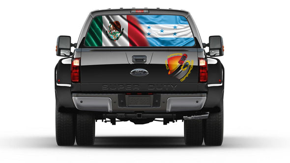 Mexico and Honduras Flag Bandera de México y Honduras Rear Window Graphic Perforated Decal Vinyl Trucks Cars Campers