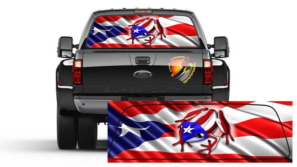 Puerto Rico Coqui Flag  Rear Window Tint Perforated Graphic Vinyl Sticker Trucks Cars Campers
