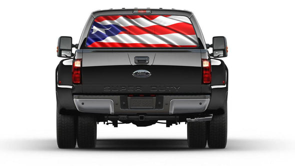 Puerto Rico Flag Rear Window Tint Perforated Graphic Vinyl Decal Sticker Trucks Cars Campers