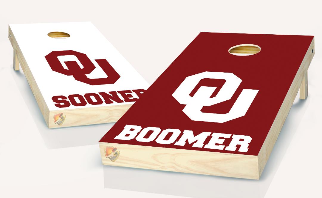 Sooner Boomer Cornhole Board Vinyl Wrap Laminated Sticker Set – We