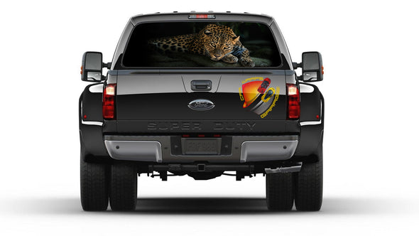 Cheetah Leopard Rear Window Tint Perforated Graphic Decal Sticker Trucks Cars Campers