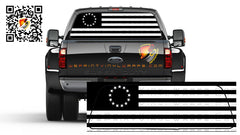 American Flag Black and White Betsy Ross Patriotic  Rear Window Tint Perforated Graphic Decal Cars Trucks Campers
