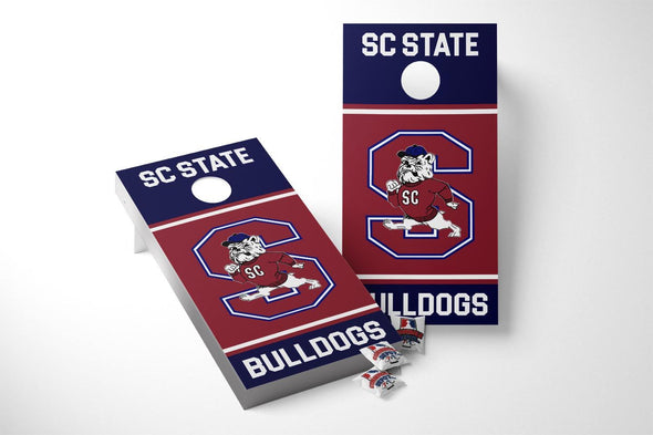 SC State Bulldogs Dark Blue Cornhole Board Vinyl Wrap Skins Laminated Sticker Decal Set