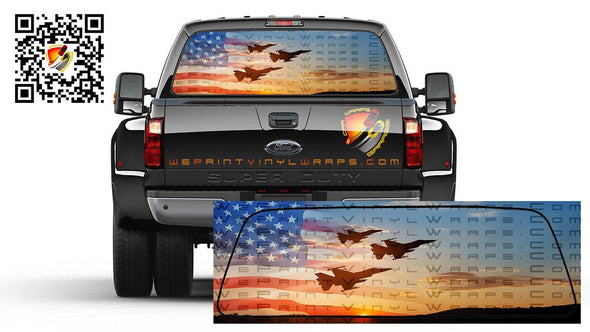 American Flag Soldier Shield Patriotic Rear Window Tint Perforated Vinyl Graphic Decal Trucks Cars Campers