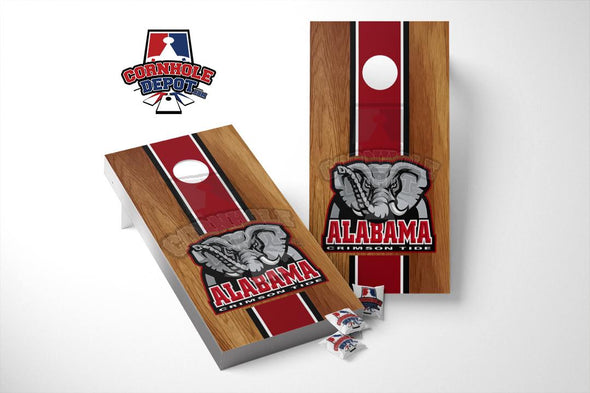 Alabama Crimson Wood Cornhole Board Vinyl Wrap Skins Laminated Sticker Set Decal