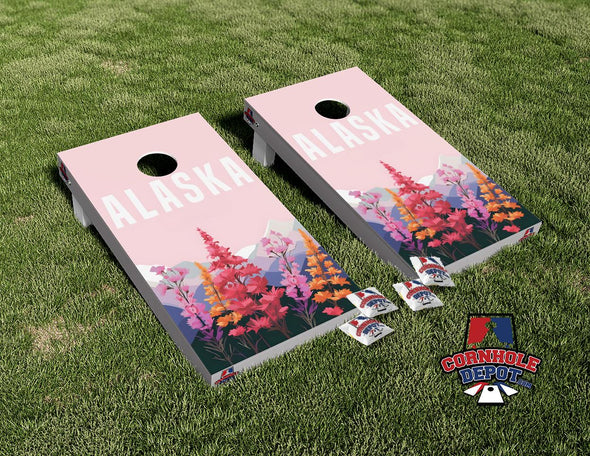 Alaska Fireweed Cornhole Board Vinyl Wrap Skins Laminated Sticker Set