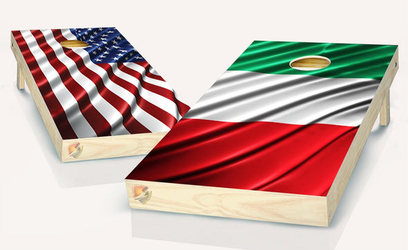 America and Italy Flag Cornhole Board Vinyl Wrap Skins Laminated Sticker Decal Set
