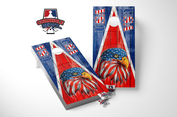 American Eagle Flag Patriotic Washed Cornhole Board Vinyl Wrap Skins Laminated Sticker Set Decal