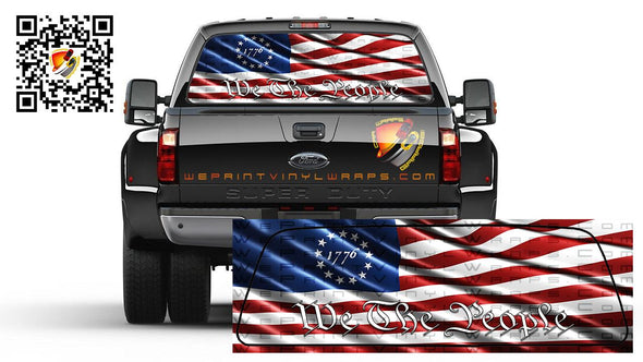 American Flag Betsy Ross We The People Patriotic 1776 Rear Window Tint Perforated Graphic Decal Cars Trucks Campers