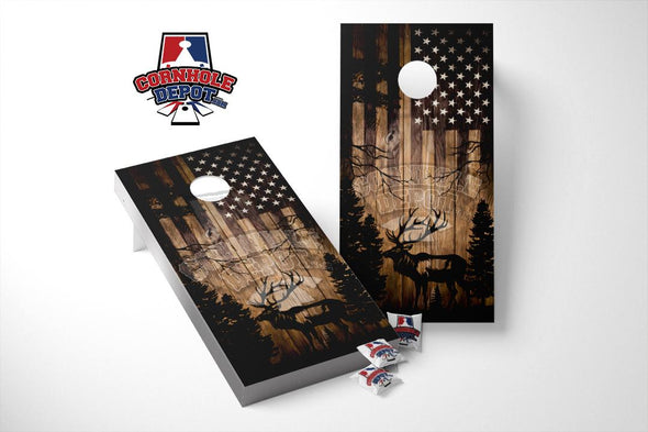 American Flag Big Deer Cornhole Board Vinyl Wrap Skins Laminated Sticker Set Decal  Anniversary Birthday Wedding Gifts