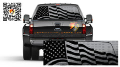 American Flag Black & Gray Waving Rear Window Perforated Graphic Vinyl Decal Trucks Cars Campers