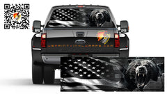 American Flag Black & White Angry Face Bear Rear Window Perforated Graphic Vinyl  Decal Trucks Cars Campers