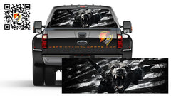 American Flag Black & White Angry Wolf Rear Window Perforated Graphic Vinyl  Decal Trucks Cars Campers
