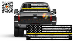 American Flag Black & White Gold Thin Line Rear Window Perforated Vinyl Graphic Decal Trucks Campers Cars