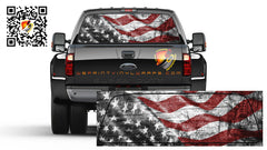American Flag Black & White Red Lines Waving Vintage Rear Window Perforated Graphic Vinyl Decal Trucks Cars Campers
