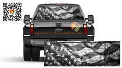 American Flag Black and White Waving Vintage Patriotic Rear Window Perforated Graphic Vinyl  Decal Trucks Cars Campers