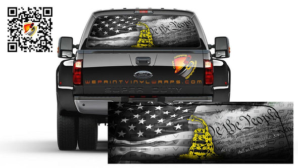 American Flag Black and White We The People Gadsden Don't Tread On Me Patriotic Rear Window Perforated Graphic Decal Truck Cars Campers