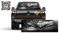 American Flag Black and White We The People Patriotic Flying Eagle Rear Window Perforated Graphic Decal Trucks Cars Campers