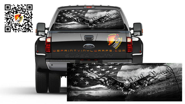 American Flag Black and White We The People Patriotic Flying Eagle Rear Window Perforated Graphic Decal Trucks Cars Campers