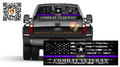 American Flag Camouflage Thin Purple Line Combat Veteran Rear Window Perforated Graphic Decal Sticker Truck Cars Campers