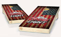 American Flag Coors Light Cornhole Board Vinyl Wrap Laminated Sticker Set