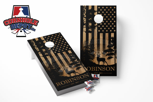 American Flag Forest Wood Custom Personalized Name Cornhole Board Vinyl Wrap Skins Laminated Sticker Set Decal Anniversary Gifts Wedding Gifts