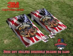 American Flag Home of the Free All Gave Some Gave All Cornhole Board Vinyl Wrap Laminated Set Decal