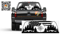 American Flag Mountain Forest Compass Rear Window Tint Perforated Graphic Decal Sticker Trucks Cars Campers RV