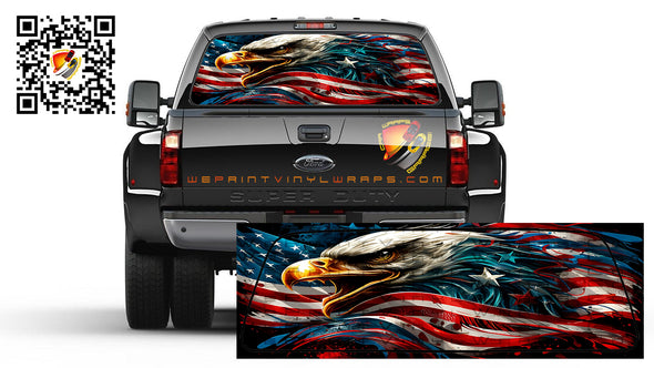 American Flag On Eagle Marvelous Patriotic Rear Window Tint Perforated Vinyl Graphic Decal Trucks Cars Campers
