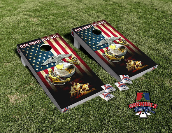 American Flag Patriotic Soldiers Cornhole Board Vinyl Wrap Skins Laminated Sticker Decal Set