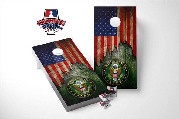 American Flag Patriotic Soldiers  Washed Cornhole Board Vinyl Wrap Skins Laminated Sticker Set Decal