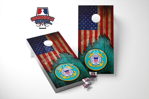 American Flag Ripped Washed Cornhole Board Vinyl Wrap Skins Laminated Sticker Set Decal