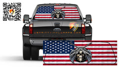 American Flag Skull Wings Rear Window Perforated Graphic Vinyl  Decal Trucks Cars Campers RV
