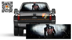 American Flag Soldier Shield Patriotic Rear Window Tint Perforated Vinyl Graphic Decal Trucks Cars Campers