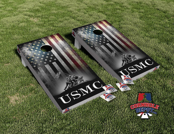 American Flag Soldiers Patriotic Cornhole Board Vinyl Wrap Skins Laminated Sticker Set Decal