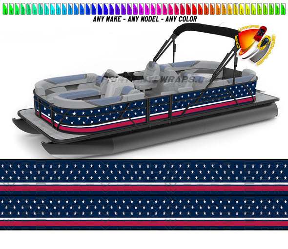 American Flag Stars and Lines Graphic Vinyl Boat Wrap Decal Fishing Bass Pontoon Sportsman Tenders Console Bowriders Deck Boat Watercraft etc.. Boat Wrap Decal