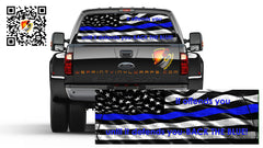 American Flag Thin Blue Line Police Support Back the Blue  Rear Window Perforated Graphic Vinyl Decal Sticker Truck All Cars