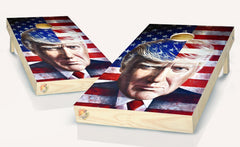 American Flag  Trump Cornhole Board Vinyl Wrap Laminated Sticker Set Decal