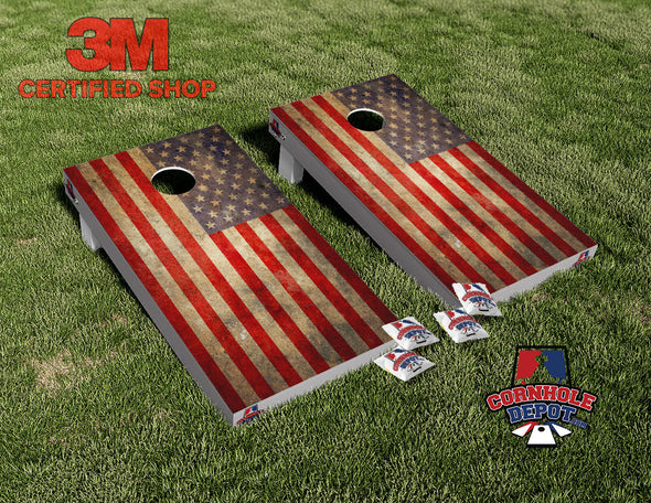 American Flag Vintage Washed Cornhole Board Vinyl Wrap Skins Laminated Sticker Set Decal