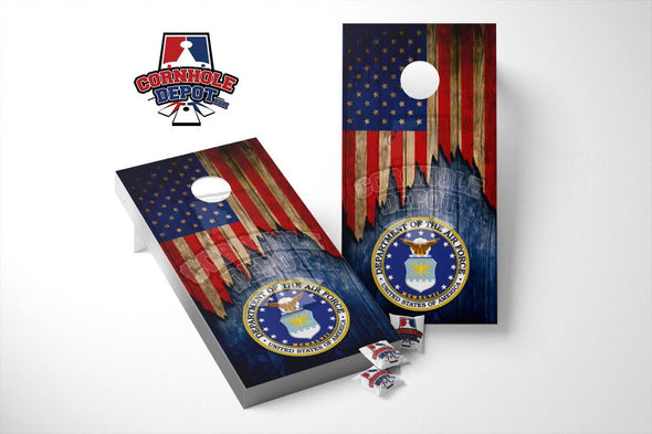 American Flag Washed Cornhole Board Vinyl Wrap Skins Laminated Sticker Set Decal