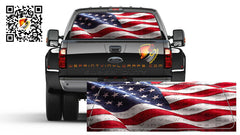 American Flag Waving Patriotic Rear Window Perforated Graphic Vinyl  Decal Trucks Cars Campers